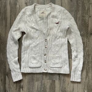 Y2K Hollister Cable Knit Cardigan Sweater Size Large Women's